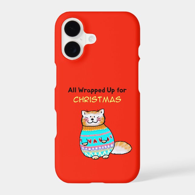 Whimsical Christmas Cat Holiday Cheer iPhone Case (Back)