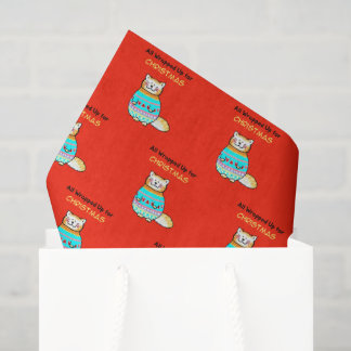 Whimsical Christmas Cat Holiday Cheer Tissue Paper