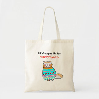 Whimsical Christmas Cat Holiday Cheer Tote Bag