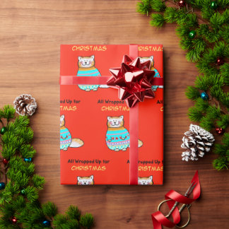 Whimsical Christmas Cat Holiday Cheer Wrapping Paper
