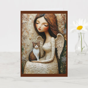 Whimsical Christmas Cat Winter Maiden Art Card