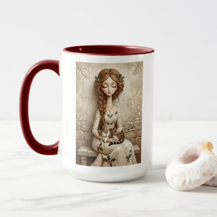 Whimsical Christmas Cat Winter Maiden Mug