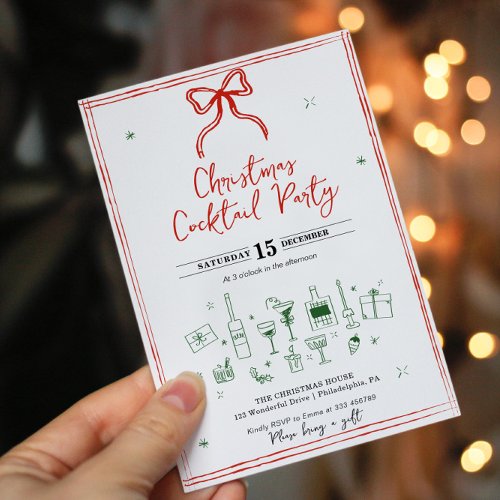 Whimsical Christmas Cocktail Party  Invitation