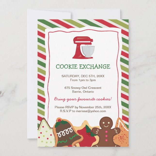 Whimsical Christmas Cookie Exchange invitation (Front)