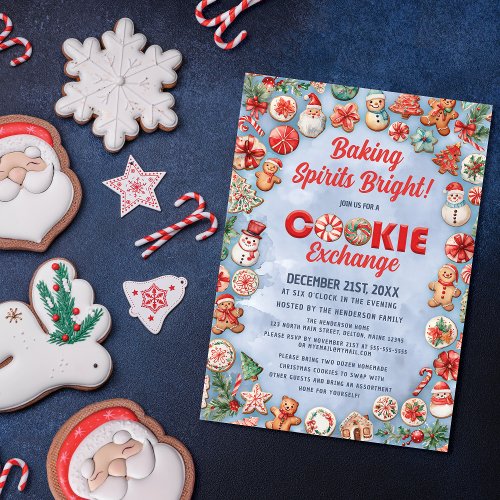 Whimsical Christmas Cookie Exchange Party Invitation