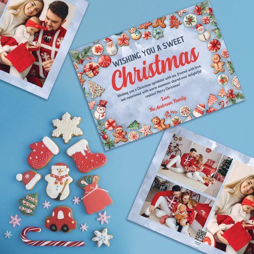 Whimsical Christmas Cookie Family Photos Holiday Card