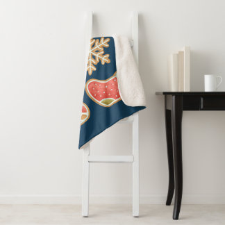 Whimsical Christmas Cookie Icons Sherpa Blanket