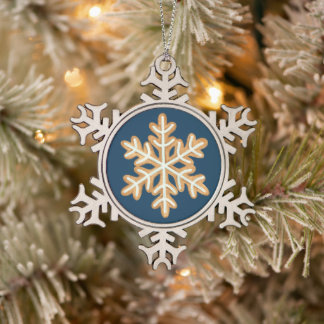 Whimsical Christmas Cookie Icons Snowflake Pewter Christmas Ornament