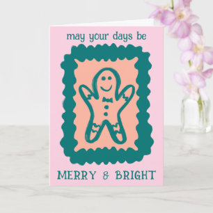 Whimsical Christmas Cookie Merry & Bright Holiday Card