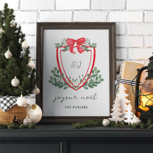 Whimsical Christmas Crest Joyeux Noël Poster