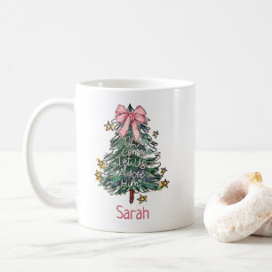 Whimsical Christmas Custom Watercolor Girls Coffee Mug