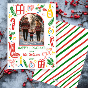 Whimsical Christmas Cute Custom Arch PHOTO Holiday Card