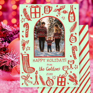 Whimsical Christmas Cute Custom Arch PHOTO Holiday Card