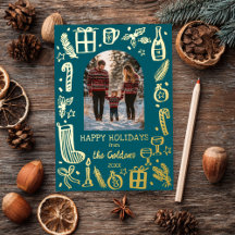 Whimsical Christmas Cute Custom PHOTO GOLD