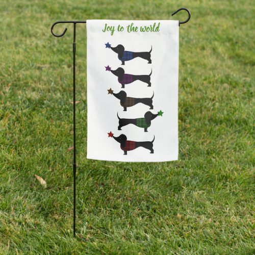 Whimsical Christmas Dachshunds Garden Flag