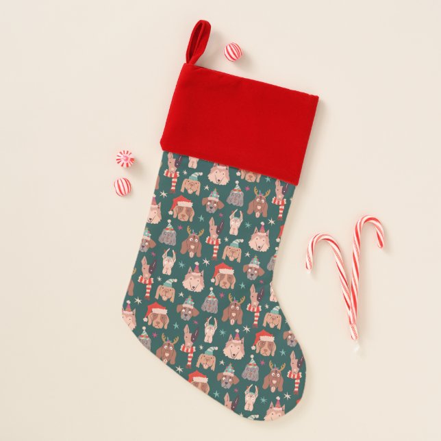 Whimsical Christmas Dogs Christmas Stocking (Front)
