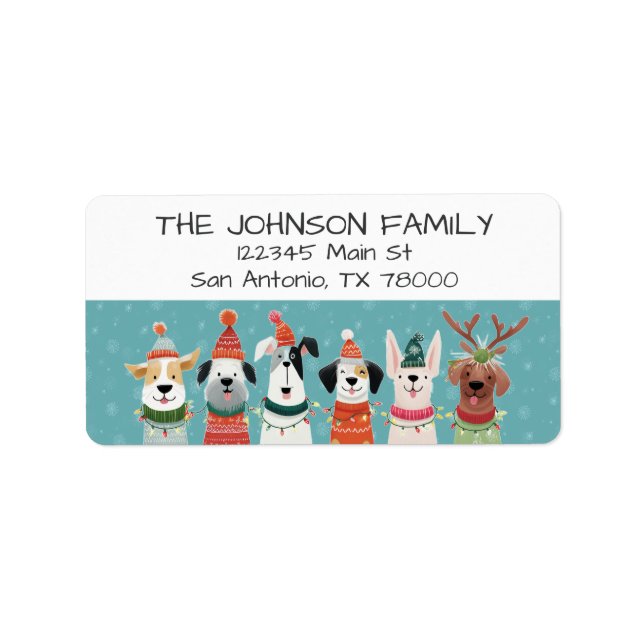 Whimsical Christmas Dogs Return Address Label (Front)