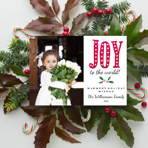 Whimsical Christmas Doodled Joy to the World Holiday Card