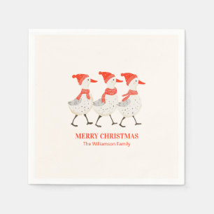 Whimsical Christmas Ducks Custom Holiday Party Napkins