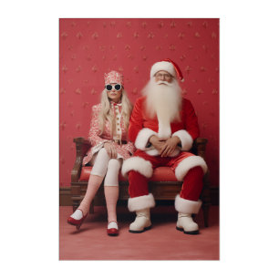 Whimsical Christmas Duo: Santa and Mrs. Claus Acrylic Print