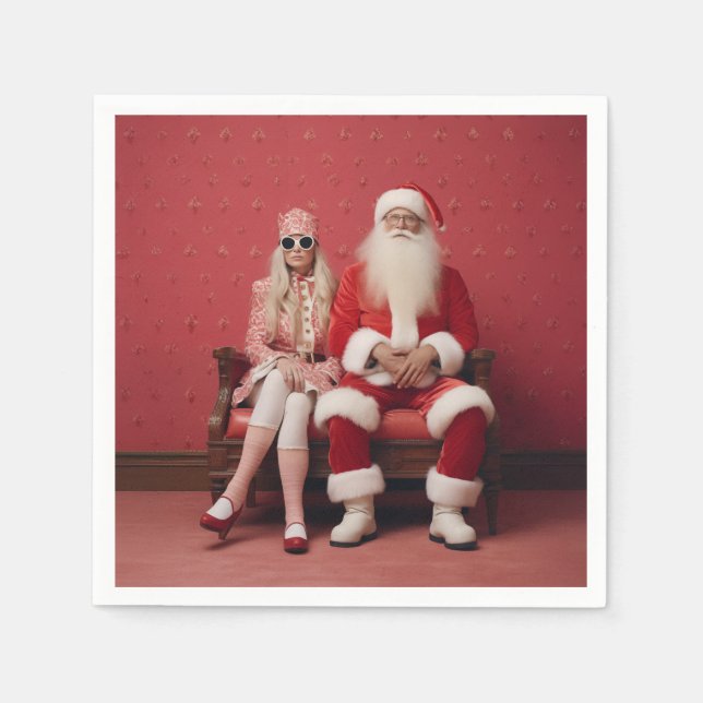 Whimsical Christmas Duo: Santa and Mrs. Claus Napkins (Front)