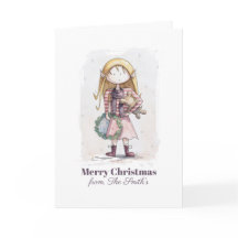 Whimsical Christmas Elf Watercolor Holiday Card