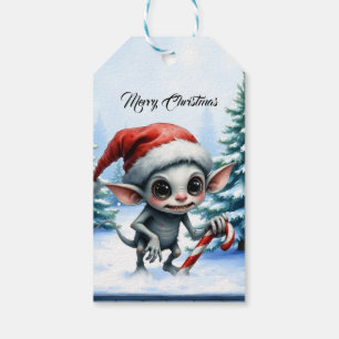 Whimsical Christmas Elf with Candy Cane Gift Tags