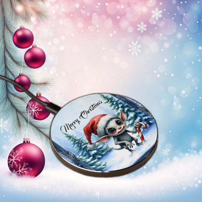 Whimsical Christmas Elf with Candy Cane.  Wireless Charger (Creator Uploaded)