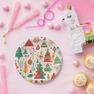 Whimsical Christmas Forest Paper Plate