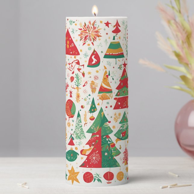 Whimsical Christmas Forest Pillar Candle (In Situ)