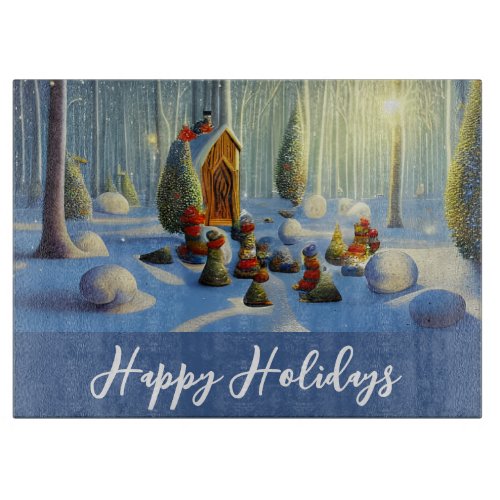 Whimsical Christmas Forest Scene  Cutting Board