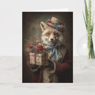 Whimsical Christmas Fox Holiday Card