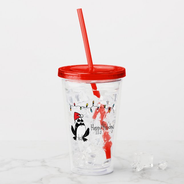 Whimsical Christmas Frog Acrylic Tumbler (Front Ice)