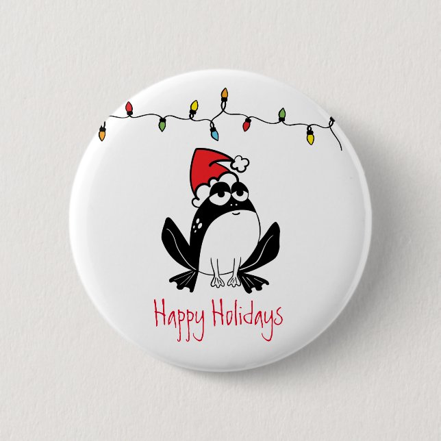 Whimsical Christmas Frog Button (Front)