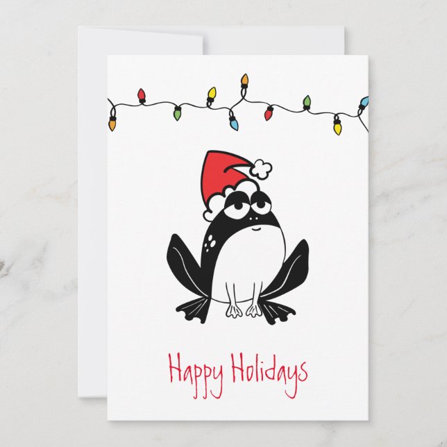 Whimsical Christmas Frog Christmas Cards (Front)