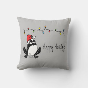 Whimsical Christmas Frog Throw Pillow