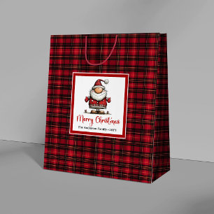 Whimsical Christmas Funny Santa Hand Drawing Gift Large Gift Bag