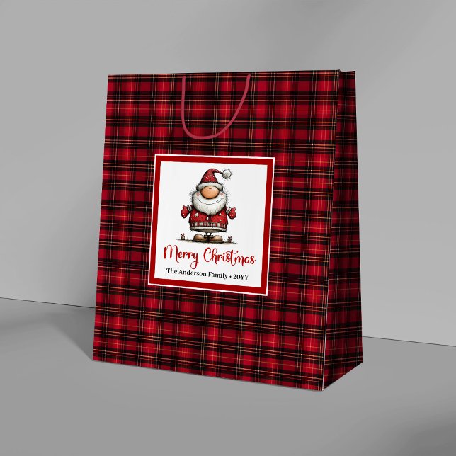 Whimsical Christmas Funny Santa Hand Drawing Gift  Large Gift Bag (Whimsical Christmas Funny Santa Hand Drawing Gift Bag)