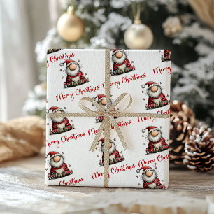 Whimsical Christmas Funny Santa Hand Drawn Wrap Wrapping Paper