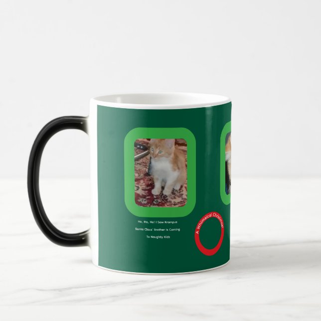 Whimsical Christmas Ginger Cat  Color Morph Mug (Left)
