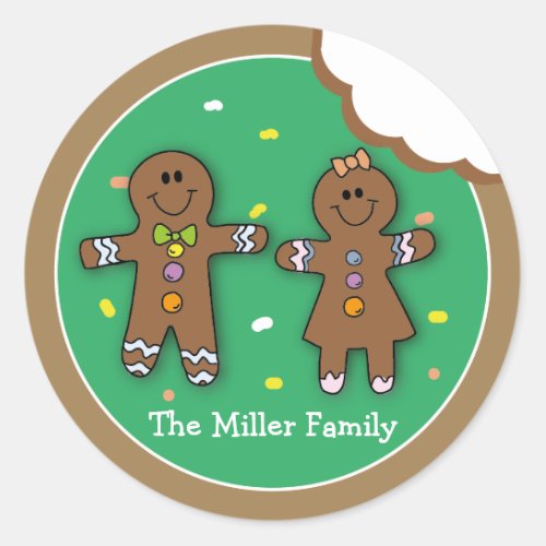 Whimsical Christmas Gingerbread Cookie Bite Classic Round Sticker