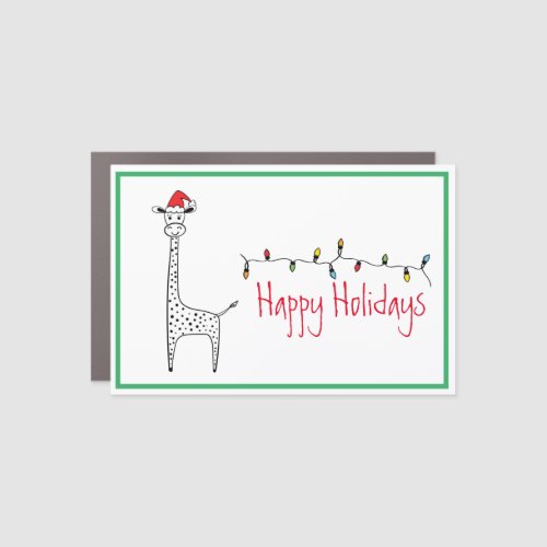 Whimsical Christmas Giraffe Car Magnet