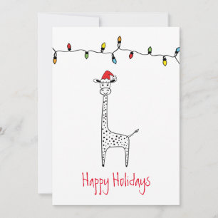 Whimsical Christmas Giraffe Christmas Cards