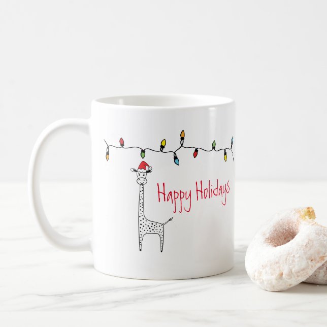Whimsical Christmas Giraffe Coffee Mug (With Donut)
