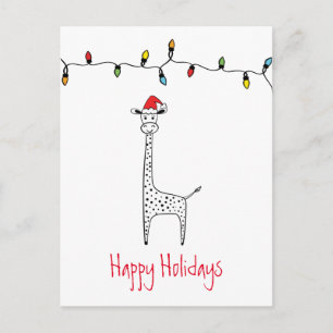 Whimsical Christmas Giraffe Postcard