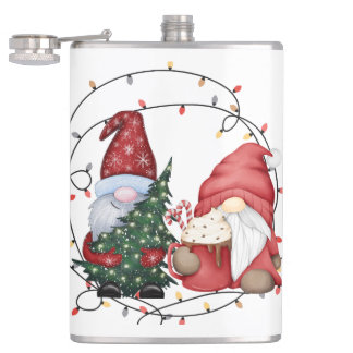 Whimsical Christmas Gnomes Flask