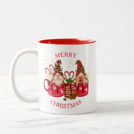 Whimsical Christmas Gnomes Hot Chocolate Cookies Two-Tone Coffee Mug