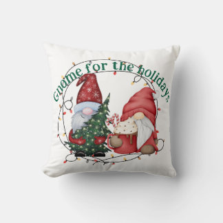 Whimsical Christmas Gnomes Scandinavian Holiday Throw Pillow