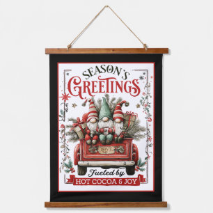 Whimsical Christmas Gnomes with Cocoa & Joy Hanging Tapestry