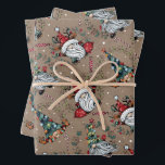 Whimsical Christmas Gnomes Wrapping Paper Sheets<br><div class="desc">Christmas holiday wrapping paper sheets feature cute Christmas gnomes on a brown background,  fun for your holiday gift giving.</div>